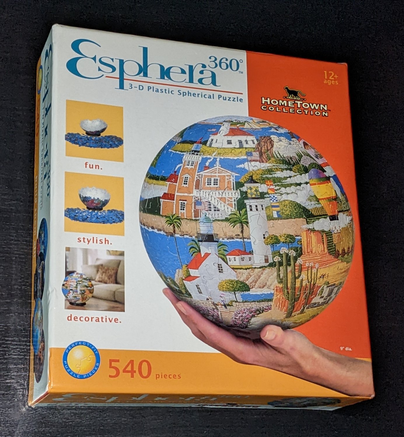 Esphera 360 3D Plastic Spherical 540 Piece Puzzle Lighthouse Across America Hometown Collection