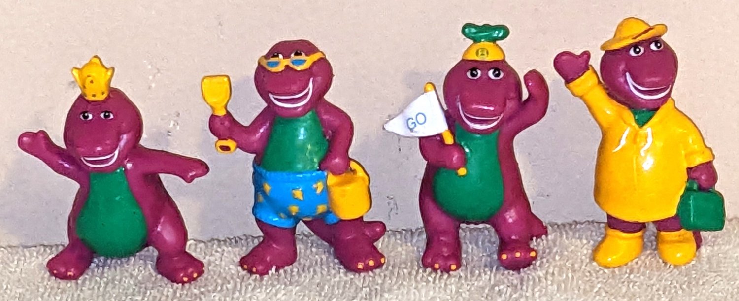 Barney & Friends Purple Dinosaur PVC Figures Lot of Four 1993 The Lyons Group Unique