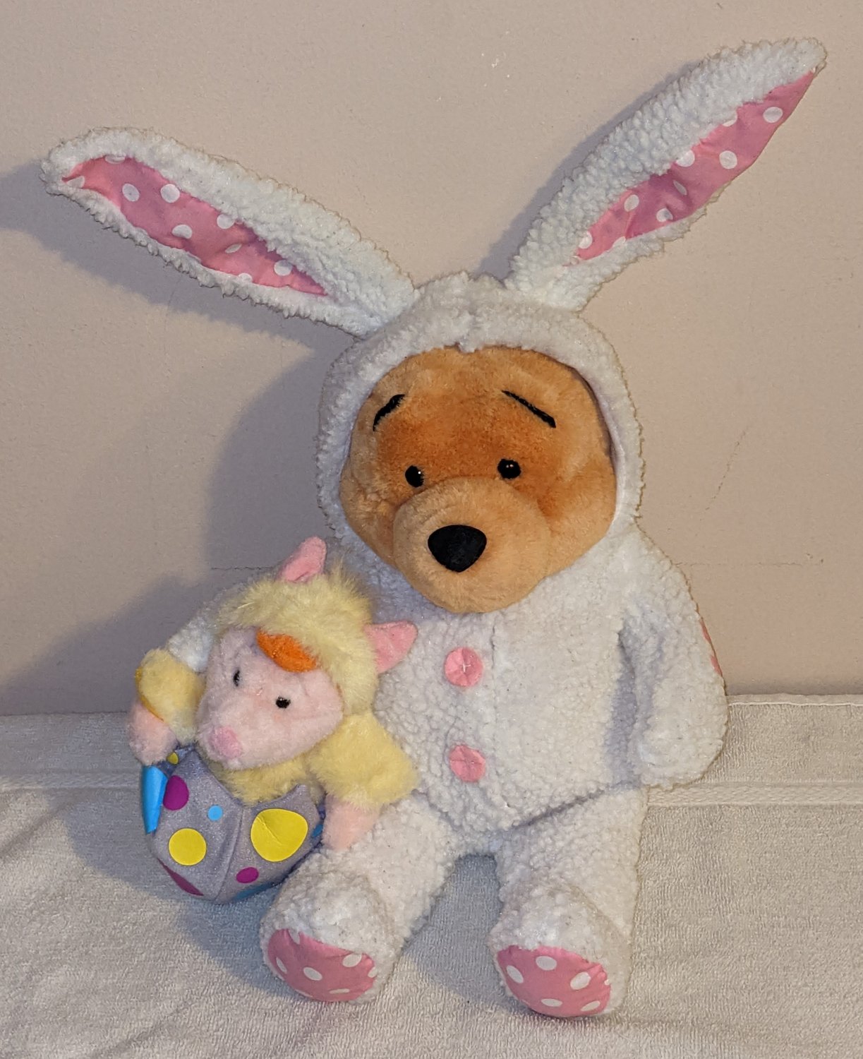 Winnie the Pooh & Piglet Easter Plush Figure Doll Toy Bunny Rabbit Chick Outfits Egg