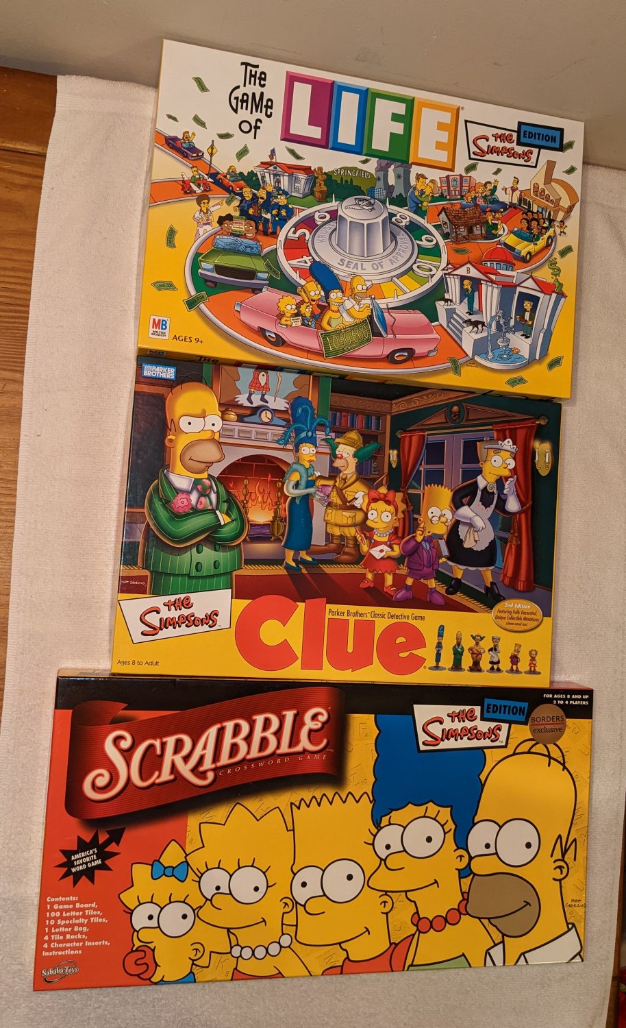 Simpsons Edition Board Games Game of Life Clue 2nd Edition x2 Scrabble Borders Exclusive COMPLETE