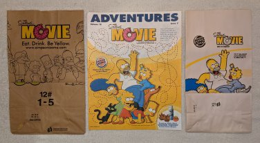 The Simpsons Movie Burger King Adventures Volume 18 Issue 7 + Kid's Meal  and Brown Food Bag 2007