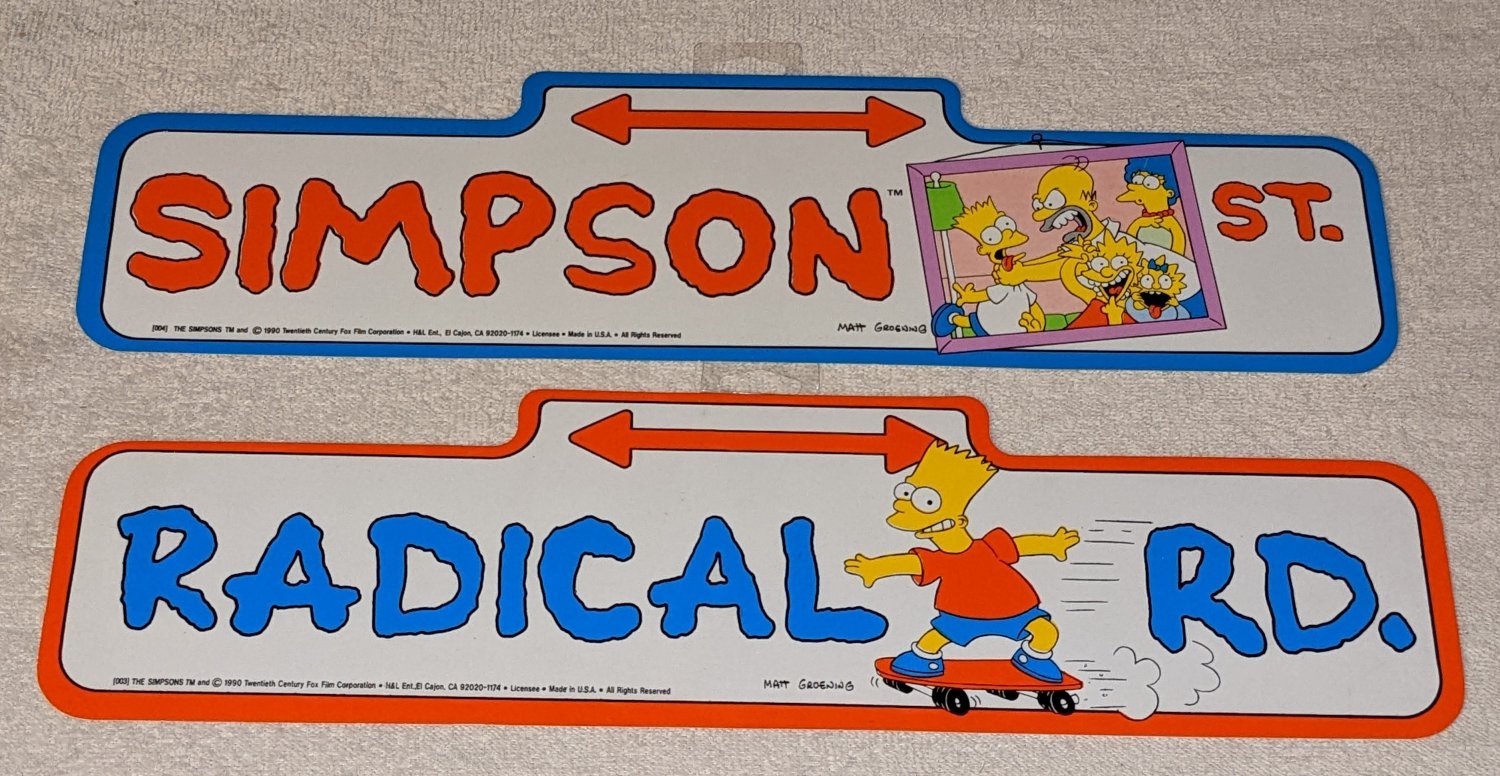 The Simpsons Family Plastic Vinyl Signs Radical Road Simpson Street Bart H&L Enterprises 1990