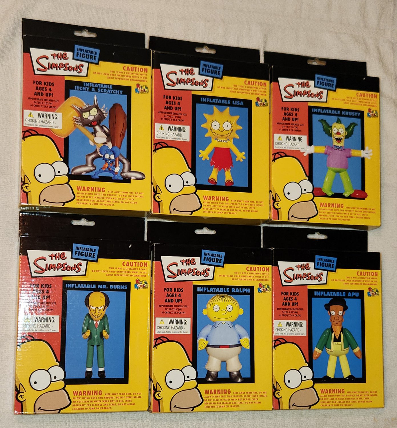 Simpsons Inflatable Vinyl Figures Maggie Marge Itchy Scratchy Krusty Apu Burns Ralph NIB Kidz Kraze