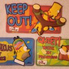 Simpsons 3D Rubber Plaque Lot of 5 Homer Bart Genius At Work Devil Keep Out Quiet 2001 2002