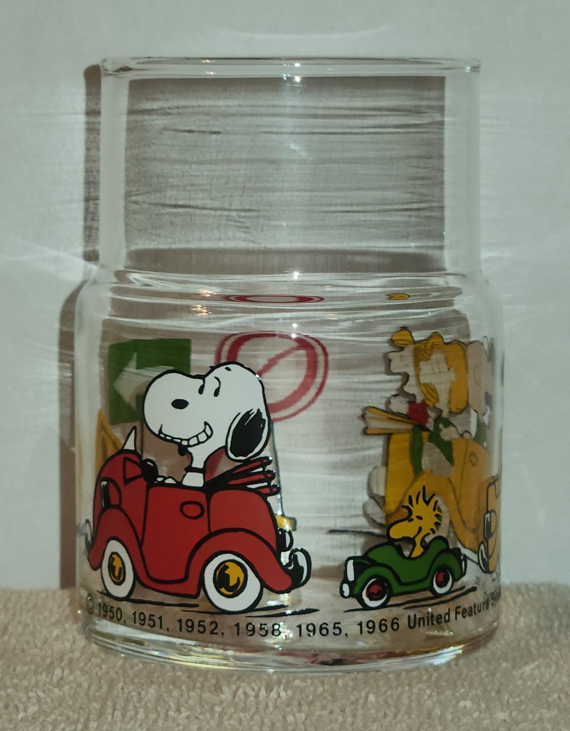 Peanuts Gang Sasaki Glass Driving Cars Traffic Street Signs Snoopy Woodstock Charlie Brown Linus