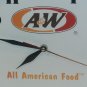 A&W All American Food Battery Operated Wall Clock Root Beer Analog Red Round Plastic