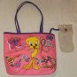 Vintage Looney Tunes Tweety Bird Pink Vinyl Handled Bag Purse Butterflies Flowers Holiday Fair 1993