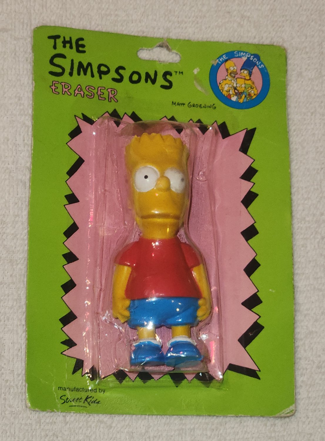 The Simpsons Bart Red Shirt Eraser + Marge With Snowball the Cat PVC Figure 1990