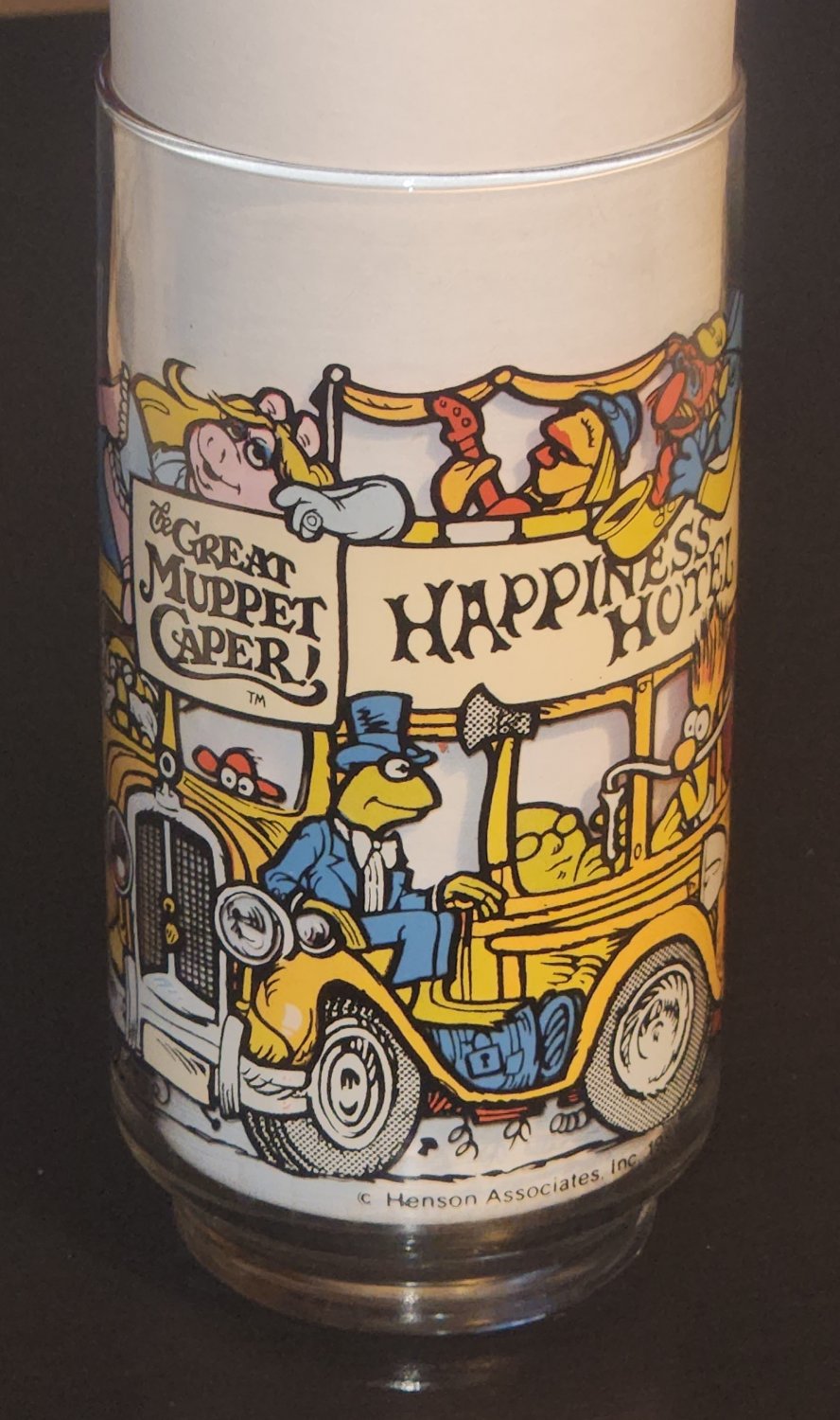 McDonald's Great Muppet Caper Drinking Glass Happiness Hotel 1981 Kermit Miss Piggy Animal Fozzie