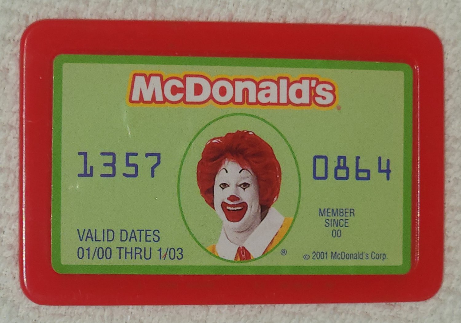 Ronald McDonald Red Plastic Toy Credit Card McDonald's Talking Cash Register 2001 Replacement Part