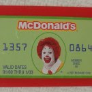 Ronald McDonald Red Plastic Toy Credit Card McDonald's Talking Cash Register 2001 Replacement Part