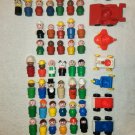Vintage Fisher Price Little People Figures Vehicles Lot 73 Pieces Wood Plastic Sesame Street Cowboys
