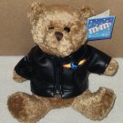 M&M's 7 Inch Plush Teddy Bear Stuffed Toy Aviator Bomber Jacket Vinyl Faux Leather Galerie With Tag