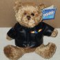 M&M's 7 Inch Plush Teddy Bear Stuffed Toy Aviator Bomber Jacket Vinyl Faux Leather Galerie With Tag