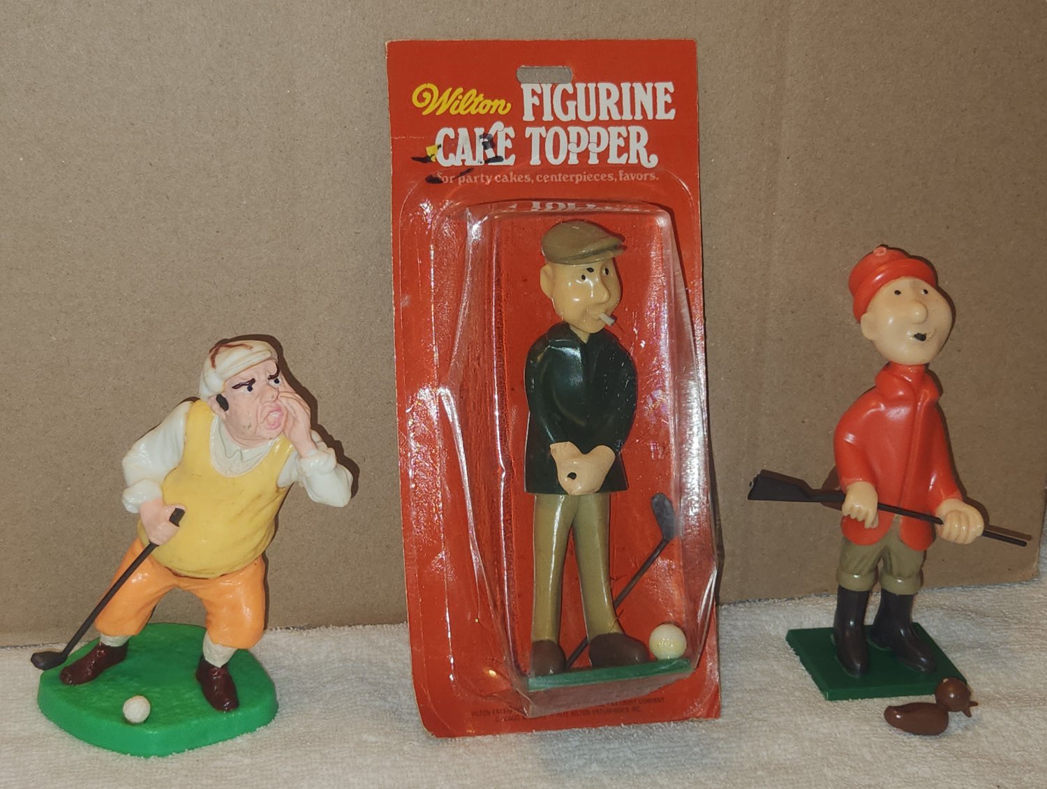 Vintage Wilton Cake Topper Figurine Lot of 3 Golfer Hunter 1972 1974 1306-1004 1316-9505 1316-427