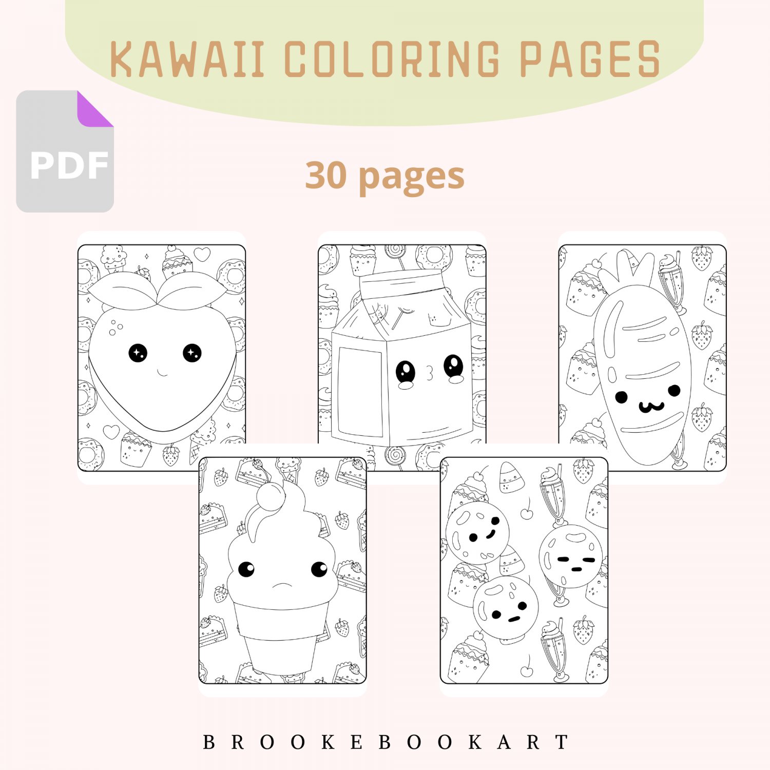 cute kawaii food coloring pages :  Cute food kawaii coloring pages for Kids and Adults