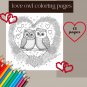 Love Owl Coloring pages | Valentine's Day printable coloring pages | Love Owl coloring book