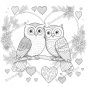Love Owl Coloring pages | Valentine's Day printable coloring pages | Love Owl coloring book