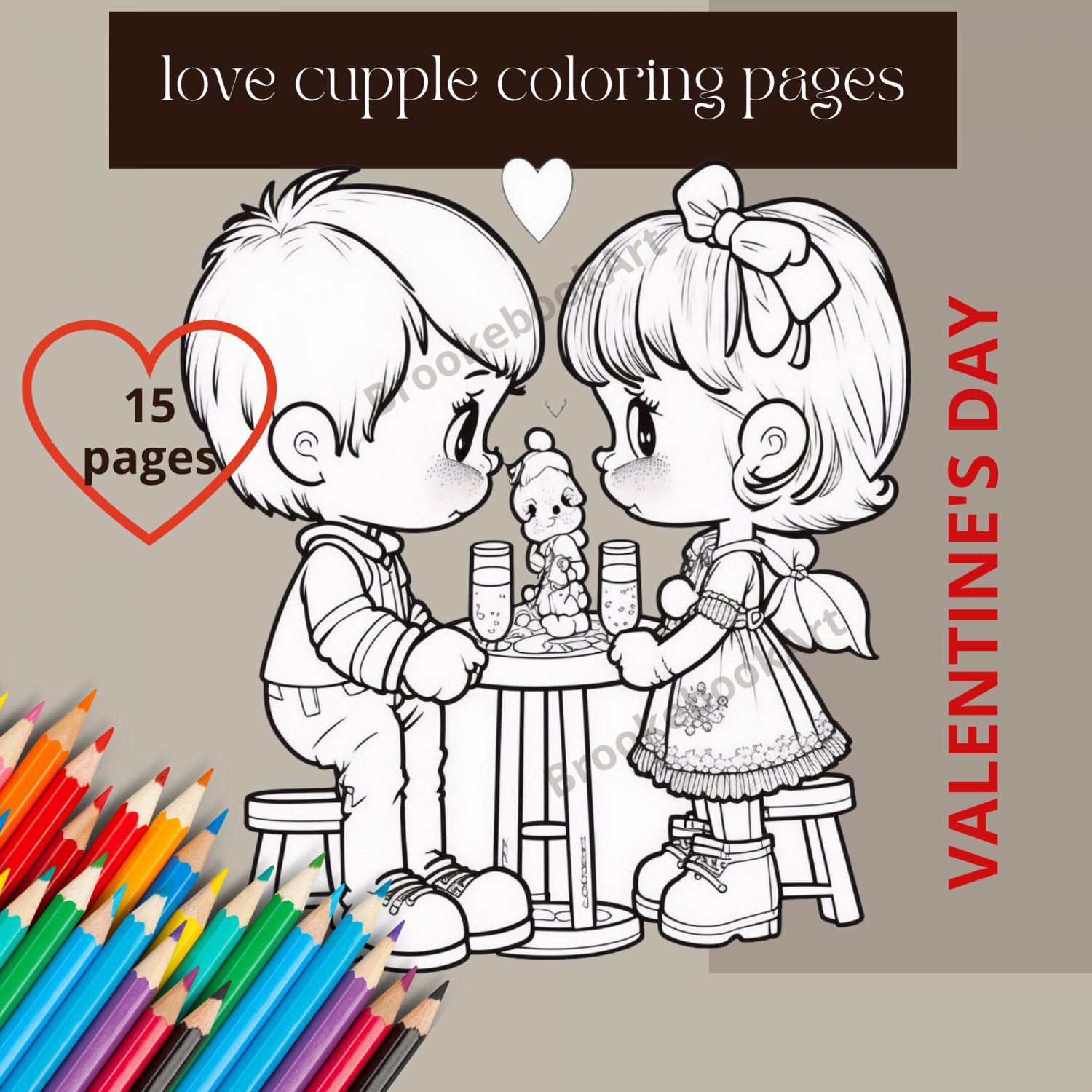 Love Word Art | 16 Couple Coloring Pages | Grayscale coloring | for Valentine's Day and Beyond