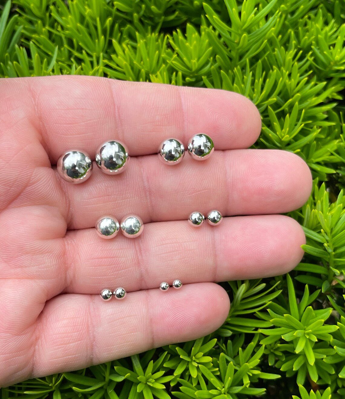 925 Sterling Silver Round Ball Stud Earrings High Polished Butterfly Post Backs