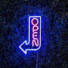 OPEN Signage Vertical with Arrow LED Neon Sign, Open signage restaurant store front ideas