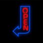 OPEN Signage Vertical with Arrow LED Neon Sign, Open signage restaurant store front ideas