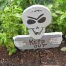 Skeleton Keep Out Wood Halloween Yard Art