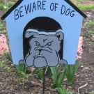 Beware of Dog wood garden sign