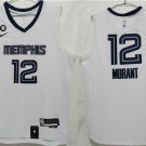 Men's & New Memphis Grizzlies #12 Ja Morant White With NO.6 Patch Stitched Basketball Jersey