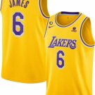 Men's & New Los Angeles Lakers #6 LeBron James Yellow No.6 Patch Stitched Basketball Jersey