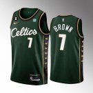 Men's & New Boston Celtics #7 Jaylen Brown Green City Edition No.6 Patch Stitched Basketball Jersey