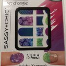Nail Art 10 French &10 Full Purple Pink Blue Green New 20 count Sassy & Chic
