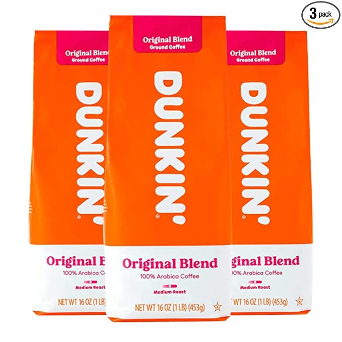 Dunkin' Donuts Coffee Original Blend 16 OZ Bag, Pack of 3