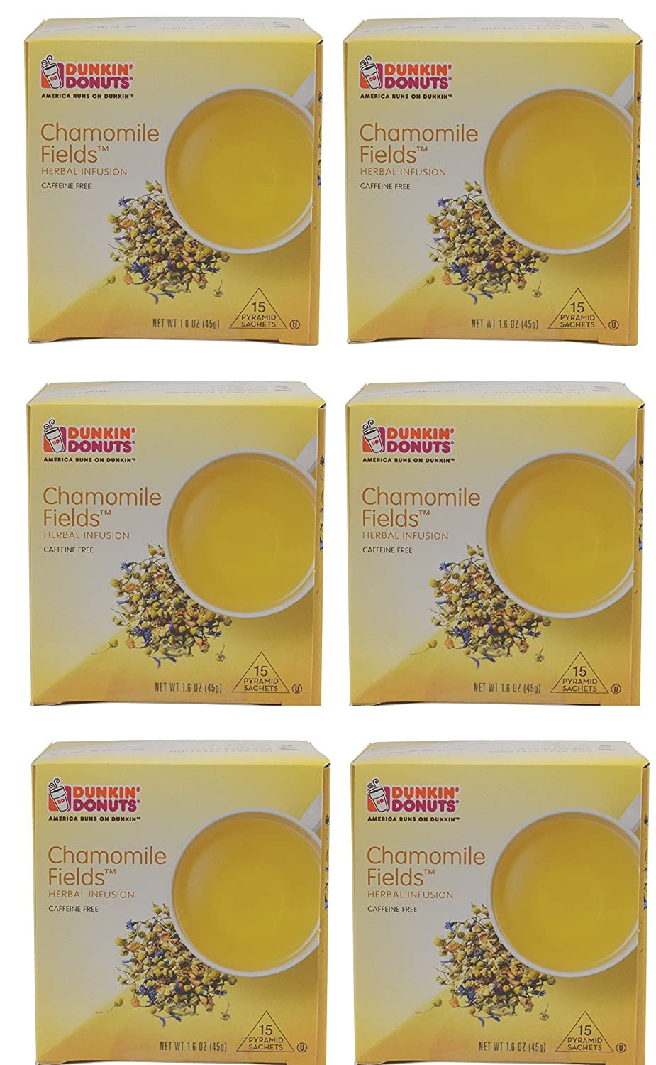 Dunkin' Donuts Pyramid Sachet Tea (Chamomile Fields, 6 Pack)