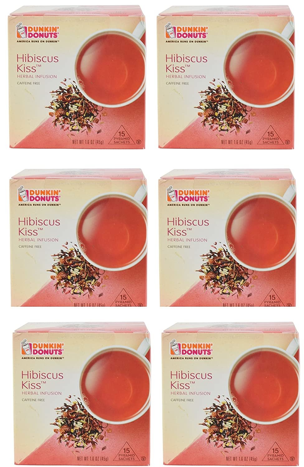 Dunkin' Donuts Pyramid Sachet Tea (Hibiscus Kiss, 6 Pack)