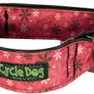 Cycle Dog Bottle Opener Recycled Dog Collar, Wide Width, Hot, Pink Retro Flowers, Large
