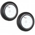 Two Trailer Tires On Rims 4.80-12 480-12 4.80 X 12 LRB 5 Lug Wheel White Spoke