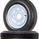 Two Trailer Tires On Rims 5.30-12 530-12 5.30 X 12 5 Hole Wheel White Spoke