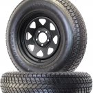 2-Pk Trailer Tire Rim ST205/75D15 15 in. Load C 5 Lug Black Spoke Wheel