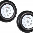 2-Pk Trailer Tire On Rim ST205/75D15 F78 205/75 LRC 5 Lug White Spoke Wheel