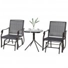 Outsunny 3pcs Outdoor Sling Fabric Rocking Glider Chair with Table Set