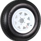 14" White Spoke Trailer Wheel with Bias ST205/75D14 Tire Mounted (5x4.5) bolt circle