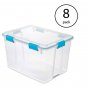 Sterilite 80-Qt Clear Plastic Stackable Storage Bin w/Gasket Latch Lid, 8 Pack