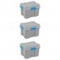Sterilite 18336A03 30 Gallon Plastic Storage Container Box, Grey/Blue (3 Pack)