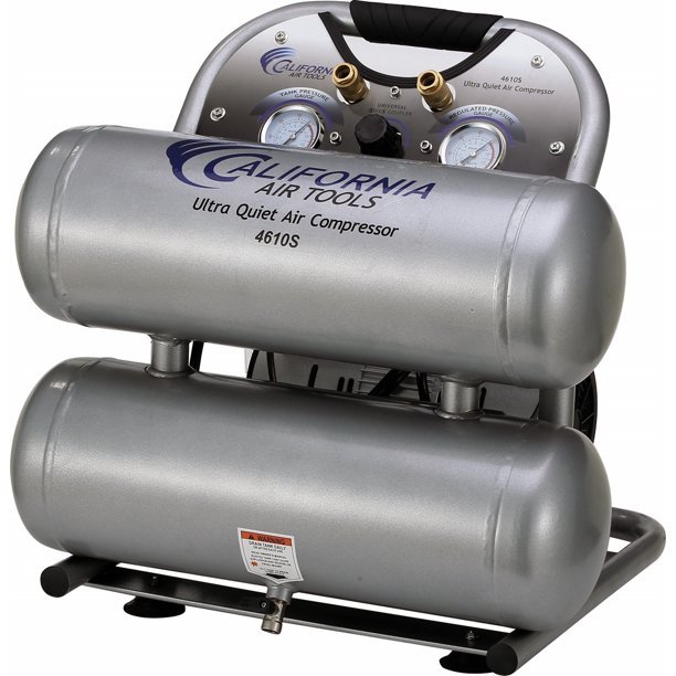 California Air Tools 4610S Ultra Quiet & Oil-Free 1.0 Hp, 4.6 Gal. Steel Twin Tank Air Compressor