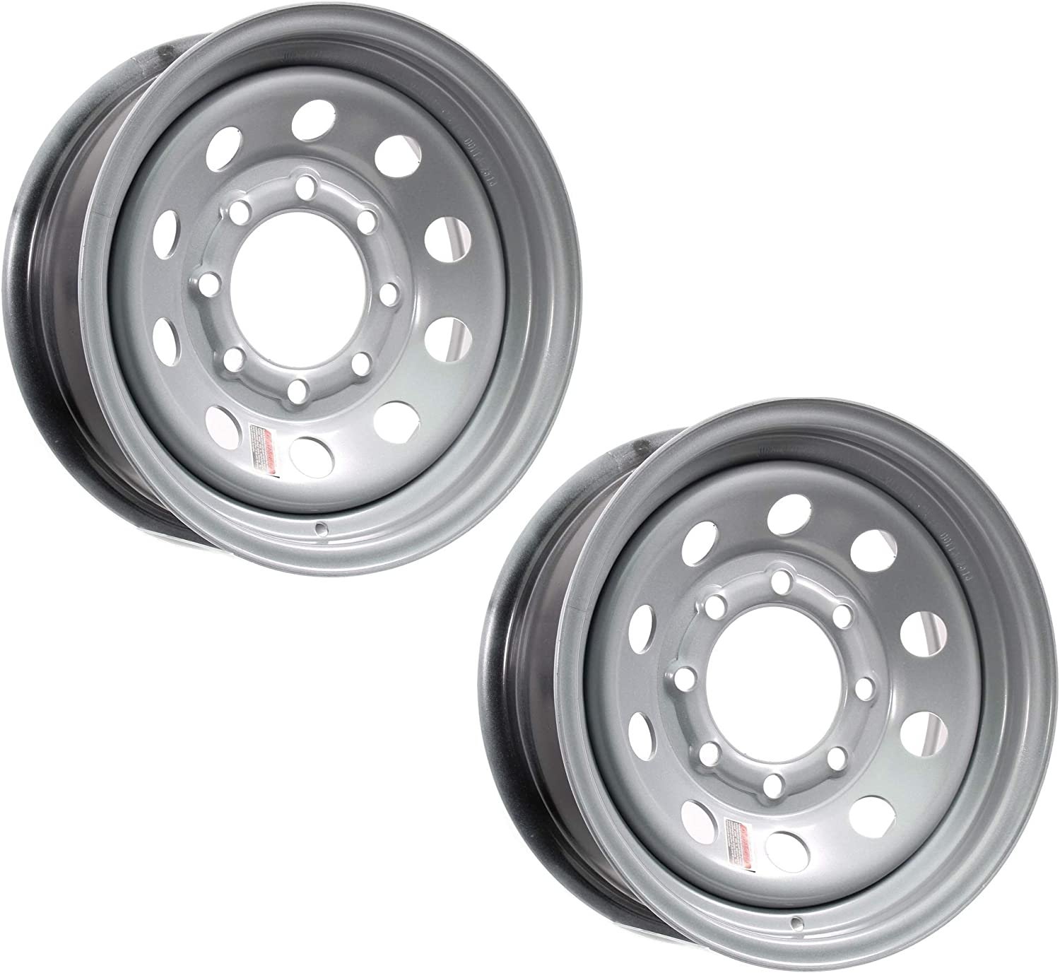 2-Pack Heavy Duty Equipment Trailer Rims Wheels 16 in. 16X6 8H Silver Modular