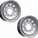 2-Pack Heavy Duty Equipment Trailer Rims Wheels 16 in. 16X6 8H Silver Modular