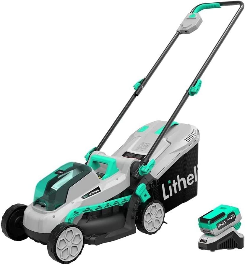 Litheli Cordless Lawn Mower 13 Inch, 5 Heights, 20V Electric Lawn Mowers for Garden