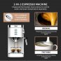 Gevi White Espresso Machine 20-Bar New Latte Cappuccino Maker with Frother, 1.25 L Capacity
