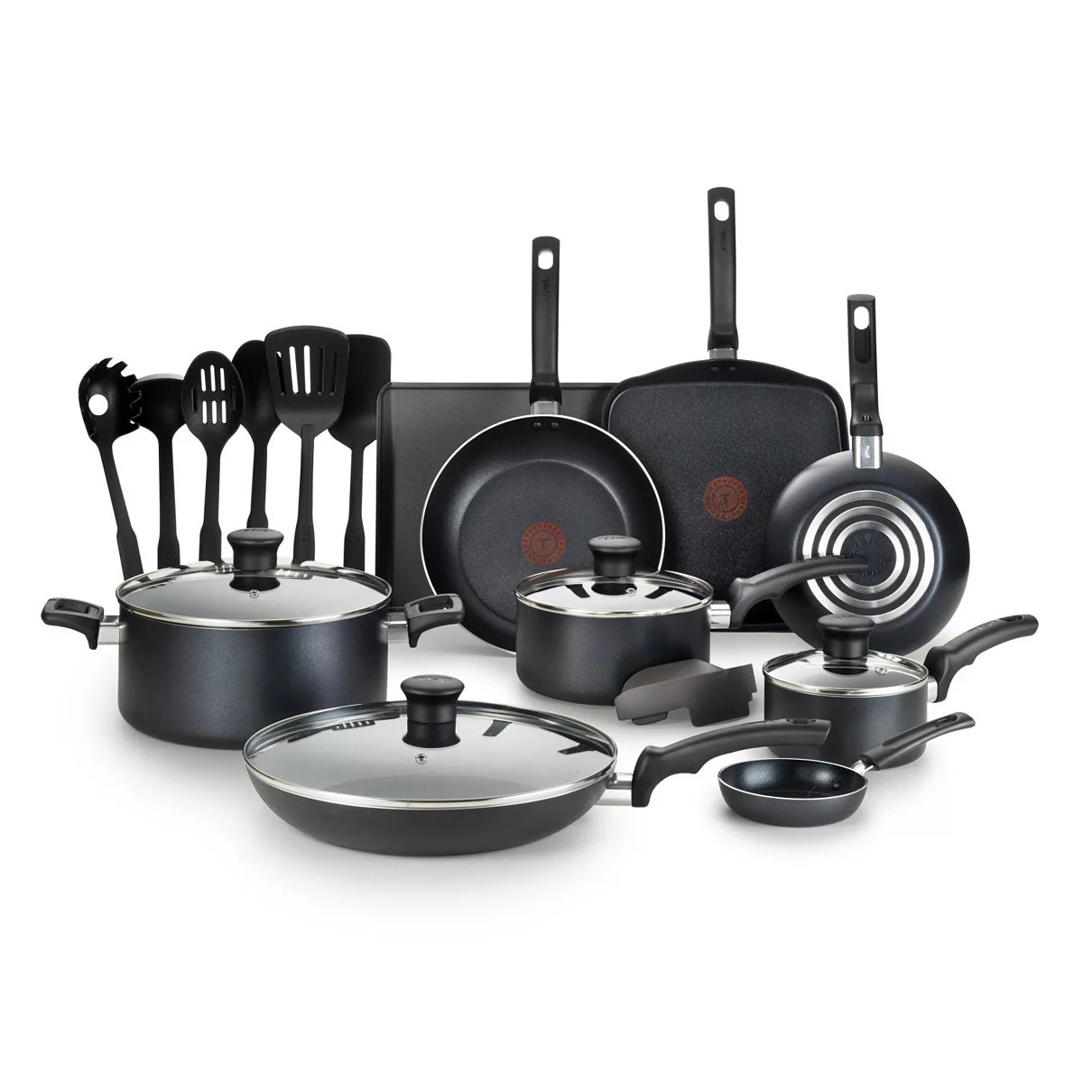 T-Fal Essentials 20-pc. Nonstick Cookware Set COLOR: BLACK